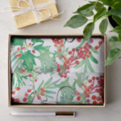 Kerstmis Waterverf Holly Red Green Merry Script Tissuepapier (Geschenk)