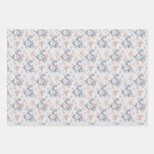 Kerstmis Waterverf Ilustratie Sneeuwkoningin & Bee Inpakpapier Vel (Voorkant)