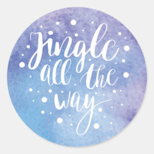 Kerstmis   Waterverf - Jingle All Way Quote Ronde Sticker