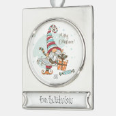 Kerstmis Waterverf kerstmis — Aangepaste datum Verzilverd Banner Ornament (Links)