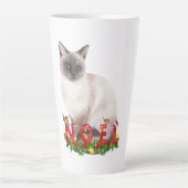 Kerstmis Waterverf latte Mok met Siamese kat (Voorkant)