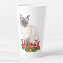 Kerstmis Waterverf latte Mok met Siamese kat