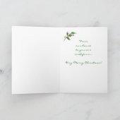 Kerstmis Waterverf Magpie Bird op Pine Branch Feestdagen Kaart (Binnen)