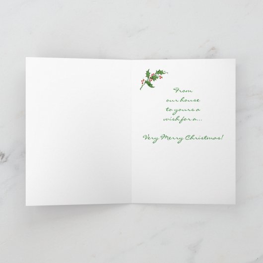 Kerstmis Waterverf Magpie Bird op Pine Branch Feestdagen Kaart (Binnen)