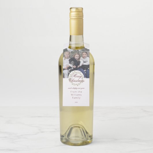 Kerstmis waterverf met foto flessenhanger (Op fles)