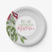 Kerstmis Waterverf Modern Rustic Mistletoe Grey Papieren Bordje (Voorkant)