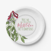 Kerstmis Waterverf Modern Rustic Mistletoe Papieren Bordje (Voorkant)