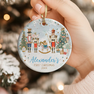Kerstmis waterverf notenkraker voor baby jongen keramisch ornament