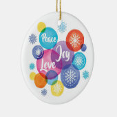 Kerstmis | Waterverf - Peace Love Joy Quote Keramisch Ornament (Rechts)