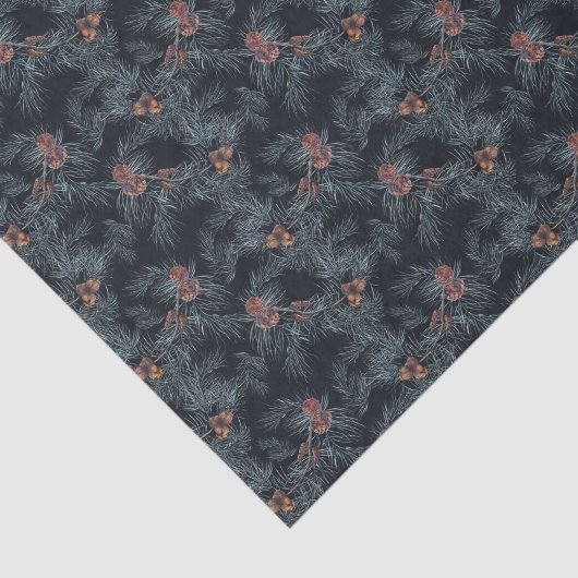 Kerstmis Waterverf Pine Cone Pattern Tissuepapier (Detail)