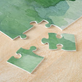 Kerstmis Waterverf Pine Trees Blue Green Legpuzzel (Zijkant)