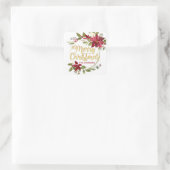Kerstmis Waterverf Poinsettia Gold Red White Vierkante Sticker (Tas)