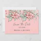 Kerstmis Waterverf Poinsettia sparen de datum Kaart (Voorkant)