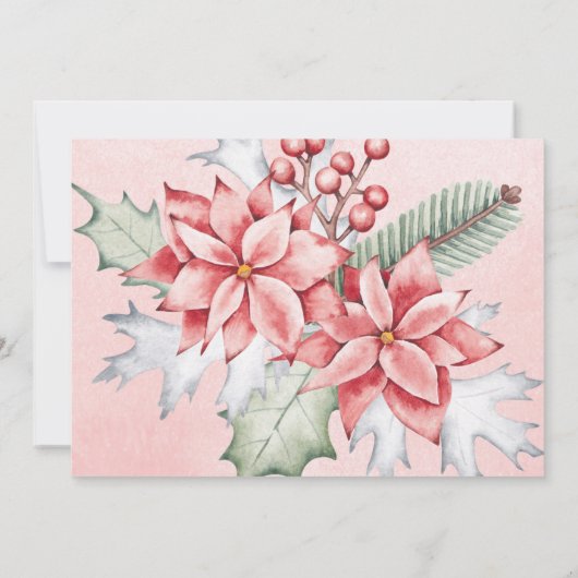 Kerstmis Waterverf Poinsettia sparen de datum Kaart (Achterkant)