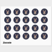 Kerstmis Waterverf Rendier met Hulst Bessen Ronde Sticker (Vel)