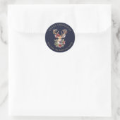 Kerstmis Waterverf Rendier met Hulst Bessen Ronde Sticker (Tas)