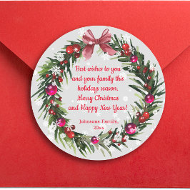 kerstmis waterverf  sneeuwvlokken ronde sticker