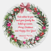 kerstmis waterverf  sneeuwvlokken ronde sticker (Voorkant)