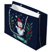 Kerstmis - Waterverf Snowman - Aangepaste marine b Groot Cadeauzakje (Voorkant Gekanteld)