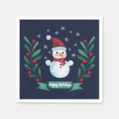 Kerstmis - Waterverf Snowman - Aangepaste marine b Servet (Voorkant)
