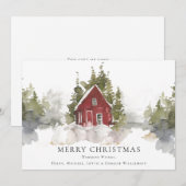 Kerstmis Waterverf Snowy Pine Forest Home Feestdagenkaart (Voorkant / Achterkant)