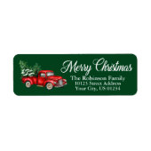 Kerstmis Waterverf Truck Green Return-adres Etiket (Voorkant)