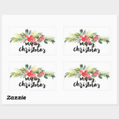 Kerstmis | Waterverf - Vrolijk kerstfeest Holly Rechthoekige Sticker (Vel)