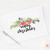 Kerstmis | Waterverf - Vrolijk kerstfeest Holly Rechthoekige Sticker (Envelop)
