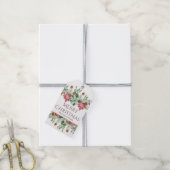 Kerstmis Waterverf Winterbloemen Naam Cadeaulabel (Met Touw)
