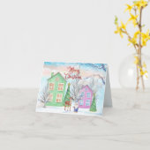 Kerstmis waterverf winterillustratie kaart (Gele Bloem)