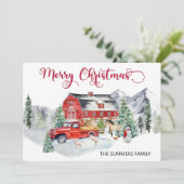 Kerstmis Waterverf Winterlanddieren Feestdagenkaart (Staand voorkant)