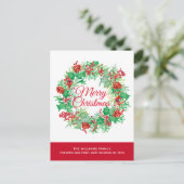 Kerstmis Waterverf Wreath Moving Feestdagenkaart (Staand voorkant)