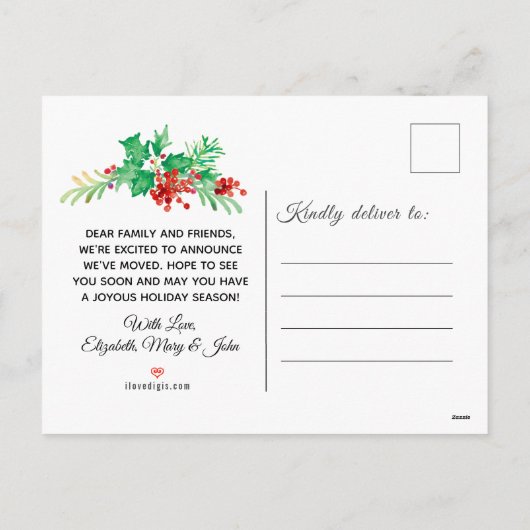 Kerstmis Waterverf Wreath Moving Feestdagenkaart (Achterkant)