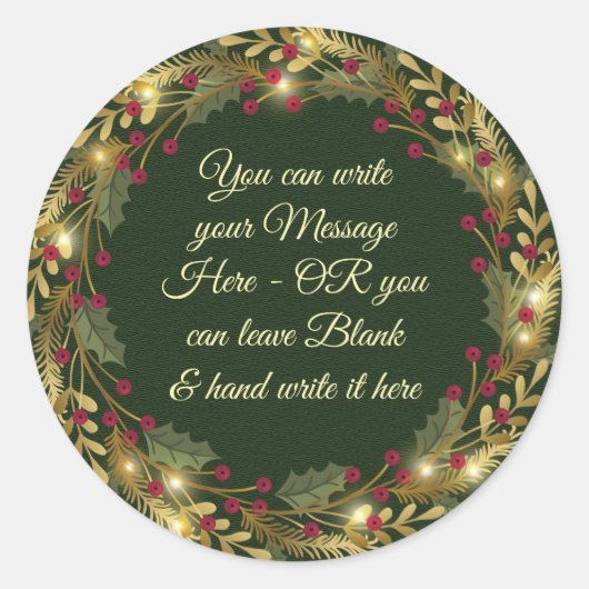 Kerstmis - WC krans - PERSONLIZE Ronde Sticker (Voorkant)