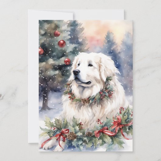 Kerstmis - WC Pyreneese herder Feestdagenkaart (Voorkant)
