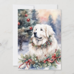 Kerstmis - WC Pyreneese herder Feestdagenkaart