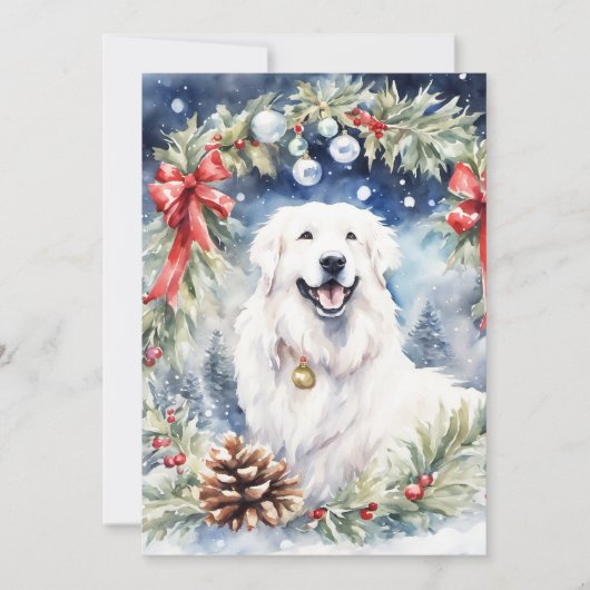 Kerstmis - WC Pyreneese herder Feestdagenkaart (Voorkant)