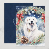 Kerstmis - WC Pyreneese herder Feestdagenkaart (Voorkant / Achterkant)