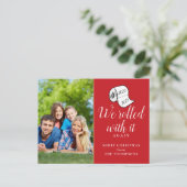 Kerstmis We Gingen Ermee Akkoord Foto Grappig Feestdagenkaart (Staand voorkant)