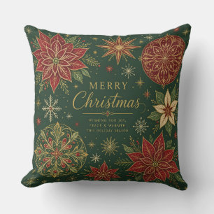 Kerstmis Weelderige Poinsettia Mandala Kussen