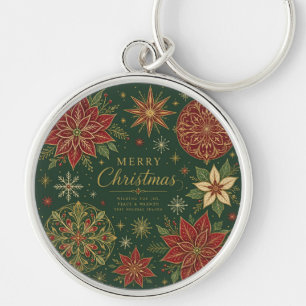 Kerstmis Weelderige Poinsettia Mandala Sleutelhanger