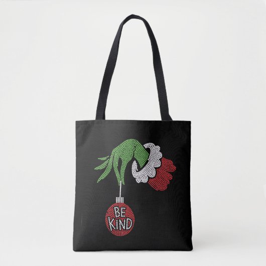 Kerstmis Wees Aardig Rhinestone Bling Tote Bag (Voorkant)
