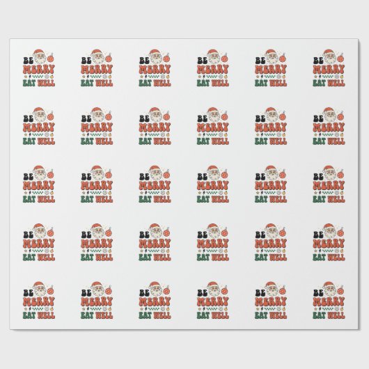 Kerstmis wees vrolijk eet goed kerstman ontwerp cadeaupapier (Vlak)