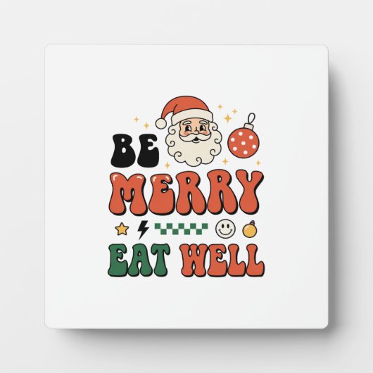 Kerstmis wees vrolijk eet goed kerstman ontwerp fotoplaat (Voorkant)