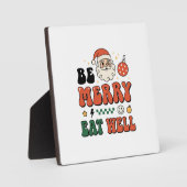 Kerstmis wees vrolijk eet goed kerstman ontwerp fotoplaat (Voorkant)