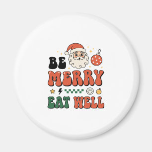 Kerstmis wees vrolijk eet goed kerstman ontwerp magneet