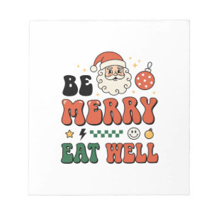 Kerstmis wees vrolijk eet goed kerstman ontwerp notitieblok