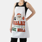Kerstmis wees vrolijk eet goed kerstman ontwerp schort (Insitu)