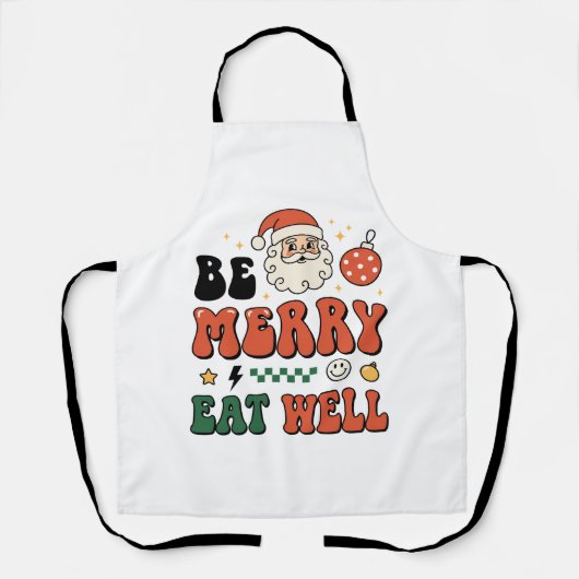 Kerstmis wees vrolijk eet goed kerstman ontwerp schort (Voorkant)