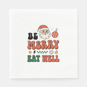 Kerstmis wees vrolijk eet goed kerstman ontwerp servet